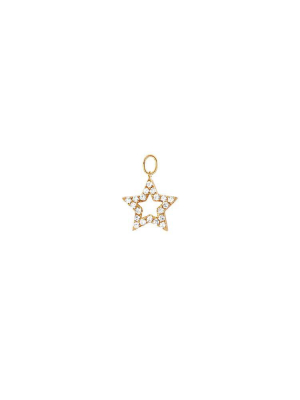 Diamond Open Star Huggie Charm