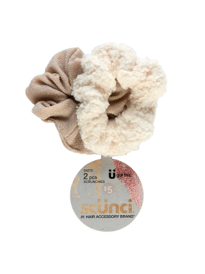 Scunci Scrunchie - Taupe/sherpa - 2pk