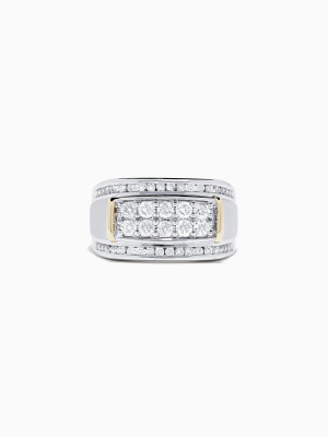 Effy Men's 14k White With Yellow Gold Accents Diamond Ring, 1.21 Tcw