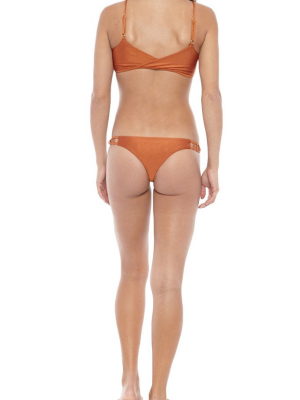 Hina Side Cut Out Cheeky Bikini Bottom - Copper Orange