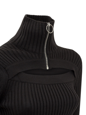 Msgm Zipped Neck Cut-out Jumper