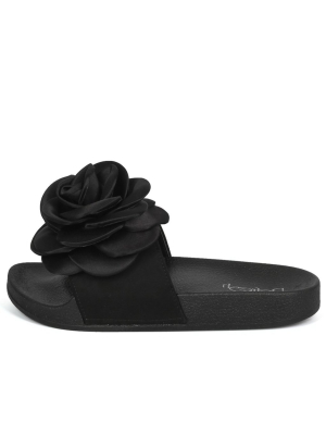 Sandy05 Black Rose Slide On Sandal