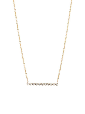 14k Tiny Diamond Bezel Bar Necklace