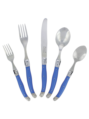 20pc Stainless Steel Laguiole Flatware Set Blue - French Home