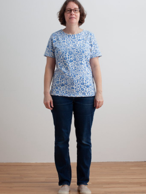 Women's Glasgow Top - Dutch Floral Delft Blue