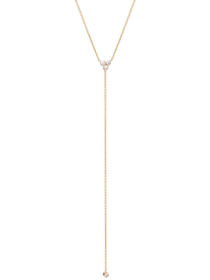 14k Trio Diamond Lariat Necklace