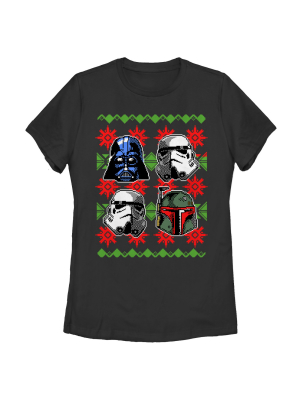 Women's Star Wars Ugly Christmas Empire Helmets T-shirt