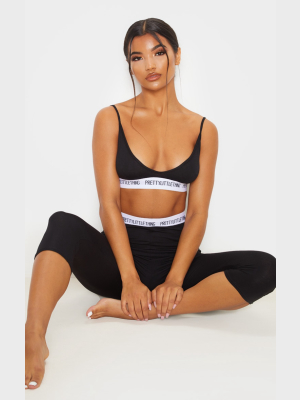 Prettylittlething Black Bralet And Crop Legging...