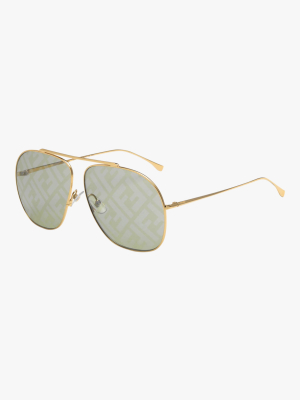 Gold & Green Aviator Sunglasses