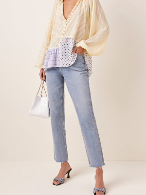 Xavi Daffodil Patchwork Silk-blend Top