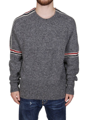 Thom Browne Intarsia Stripe Crewneck Knit Sweater