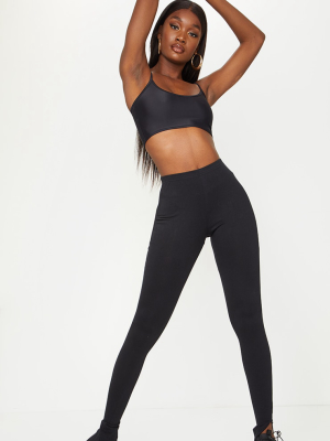 Tall Black Split Hem Cotton Legging