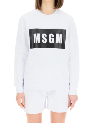 Msgm Logo Box Printed Sweatshirt