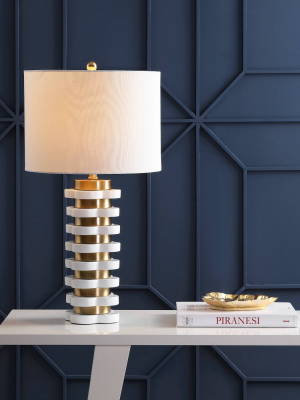 26.5" Wellington Quatrefoil Striped Resin Table Lamp (includes Led Light Bulb) Brass - Jonathan Y