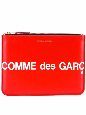 Comme Des Garçons Wallet Logo Print Clutch Bag