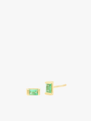 Emerald Baguette Studs