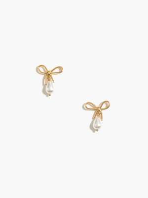 Bow And Pearl Drop Earrings