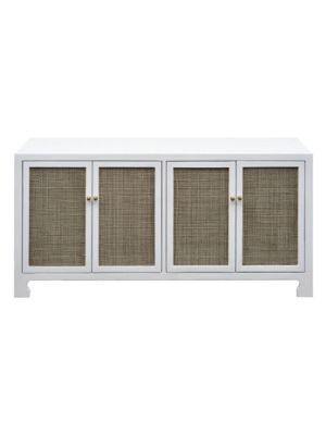 Four Door Cane Cabinet With Brass Hardware In Various Colors