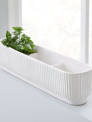 Fluted Windowsill Planter - White