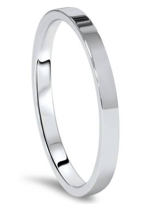 Pompeii3 2mm Flat High Polished Wedding Band 14k