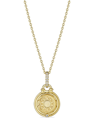 Little Luxuries Sun And Moon Medallion Necklace With Diamonds In 18k