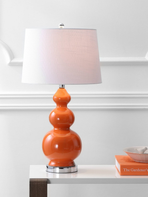 27.5" Ceramic Bowen Table Lamp (includes Led Light Bulb) Orange - Jonathan Y