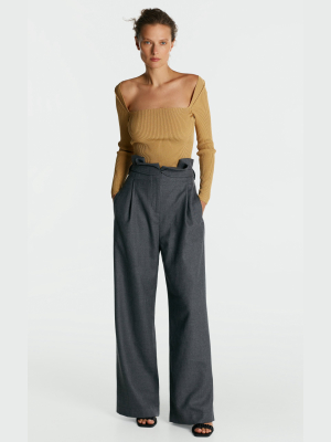 High-rise Wool-blend Pants