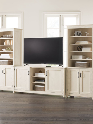 Ainsworth Cream 64" Media Center And 2 Towers With Glass/wood Doors