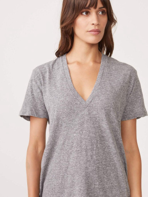 Textured Tri-blend Relaxed V Neck Tee