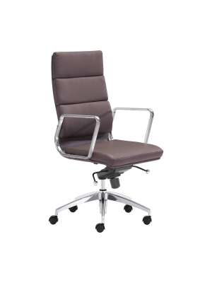 Modern Sleek Adjustable High Back Office Chair - Espresso - Zm Home