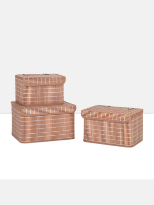 Kumi Bamboo 3 Piece Nested Storage Basket With Lid Set