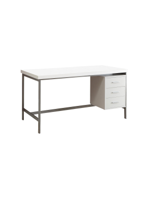 Hollow Core Desk With Silver Metal - White - Everyroom