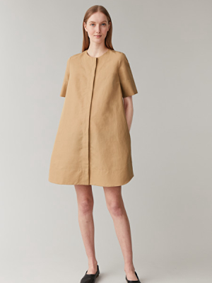 Cotton-linen A-line Shirt Dress