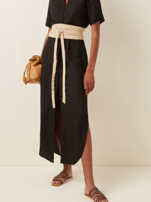 Tosca Belted Linen-blend Dress
