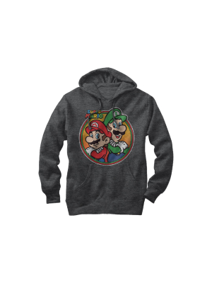 Men's Nintendo Mario Luigi Back To Back Pull Over Hoodie