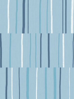 Block Lines Wallpaper In Bluebird, Navy, And Glacier White From The Living With Art Collection By Seabrook Wallcoverings