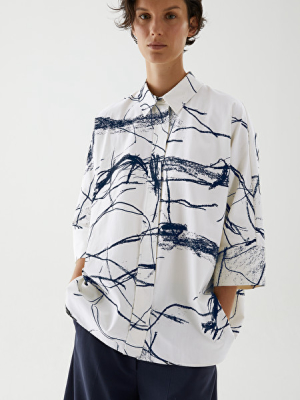 Wide Printed Cotton Shirt