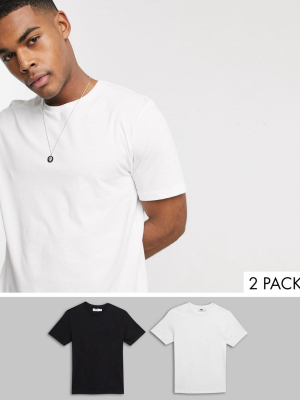 Topman Regular Fit T-shirt 2 Pack In Black And White