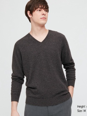 Men Cashmere V-neck Long-sleeve Sweater