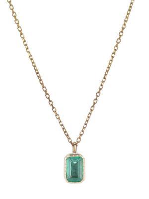 Emerald Cut Wisp Necklace - Emerald