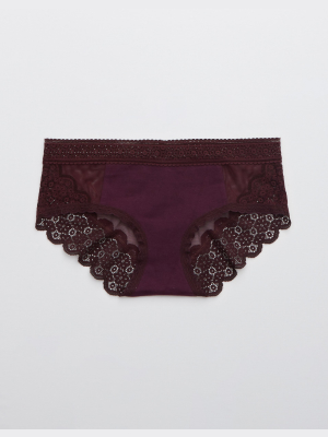 Aerie Queens Lace Mesh Boybrief Underwear