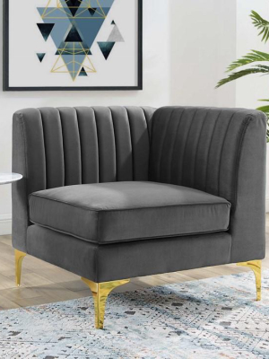 Elizabeth Channel Tufted Performance Velvet Sectional Sofa Corner Chair