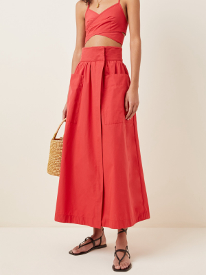 Celeste Cotton-poplin Midi Skirt