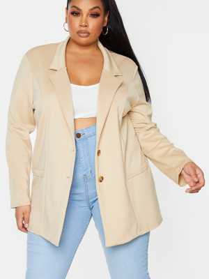 Plus Stone Oversized Boyfriend Longline Blazer