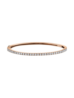 Essential Half Single Row Diamond Bangle - Rose Gold