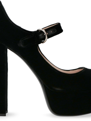 Miu Miu Velvet Mary Jane Strapped Pumps