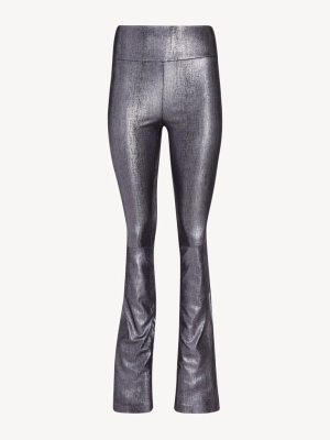 Crystal Metallic Suede Micro Flare Pants