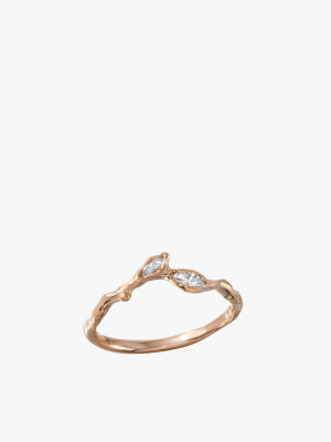 Twig Leaf W/ Diamond Ring
