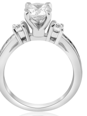 Pompeii3 1 Ct Diamond Engagement Ring 3-stone 14k White Gold