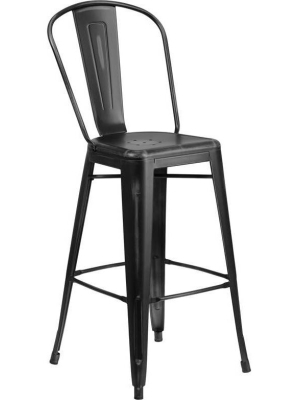 Distressed Metal Barstool Black - Riverstone Furniture Collection